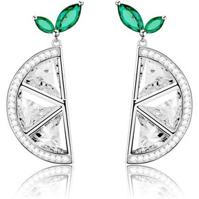 Hefanny Delicate Fashion Love lock Pineapple Rainbow Bow Colorful flowers Strawberry Grape Pomegranate Lemon Stud Earrings for Women Girls 14K Gold-plated Cute Cubic Zirconia Stud Earrings Fruit Shape Sterling Silver Hypoallergenic Jewelry Gift (Cherry CZ