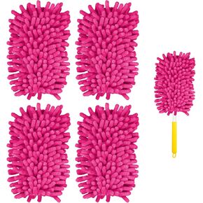4pcs Duster Refills for Swiffer, Microfiber Ceiling Fan Duster 360 Duster Refills Heavy Duty Hand Dusters for Cleaning Compatible with Swiffer (Blue,Handle Not Included)