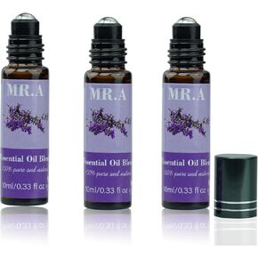 3 Pack Essential Roll On Blend Oils Set, 100% Natural Fragrance Oil, Aromatherapy Roll On Blend Oil with Pure Lavender Oil, Gift for Women Men 0.33 fl.oz