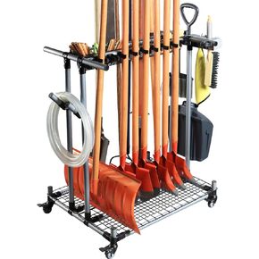 Garden Tool Storage Rack with Wheels Heavy-Duty Organizer for Garage, Yard, and Garden Tools