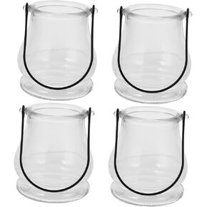 YARNOW 4pcs Hanging Glass Candle Holder with Handles Clear Votive Tea Light Candlestick Hydroponic Plant Vase Plant Terrariums Wedding Party DIY