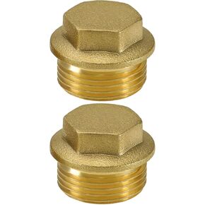 Create idea 2Pcs 3/4" BSP Thread Male Blanking Plug Tube End Cap 3/4" Brass Male Blanking Cap Accessories for Pipe Connection Bathroom Kitchen Gold