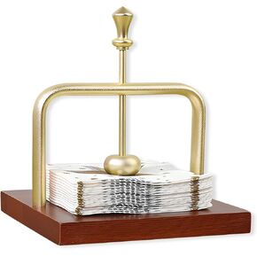 Wood Napkin Holder for Table Square Tabletop Napkin Dispenser with Sophisticatedly Metal Center Bar, Napkin holder for Home, Kitchen, Office, Restaurant, Hotel, Cafe, Bar 5.5 Inch