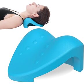 Neck Stretcher, Neck and Shoulder Relaxer, Cervical Traction Device for TMJ Pain Relief and Spine Alignment, Chiropractic Pillow Neck Stretcher (Blue)