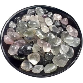 Polished Green Phantom Quartz Crystal Set, 0.4", 128 Pcs - Handpicked Tumbled Stones and Crystals Bulk for Healing, Reiki, Meditation, Witchcraft and Home Decor, 0.39-0.47 Inch