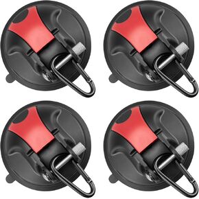 Upgraded Suction Cup Hooks for Camping Essentials Include 4 Suction Cups with 4 Hooks for car Camping Essentials, Truck Camping Accessories, car awnings, Tents, Windows, and Glass.