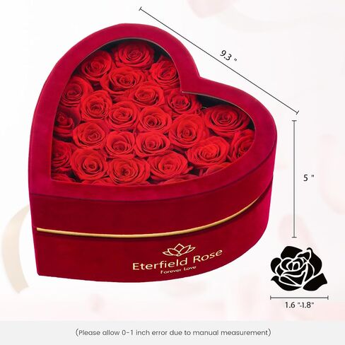 Eterfield Forever Flowers in Heart Shape Box 27-Piece Preserved Roses Heart Box Flowers Fresh Bouquet Flowers Gift for Wife Valentines Day Mothers Day (Red) in Saudi Arabia