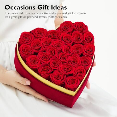 Eterfield Forever Flowers in Heart Shape Box 27-Piece Preserved Roses Heart Box Flowers Fresh Bouquet Flowers Gift for Wife Valentines Day Mothers Day (Red) in Saudi Arabia