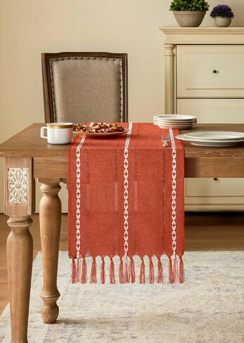 Hemstitched Farmhouse Table Runner, Sage Green 13x72 Inch, Cotton Linen Table Runners 72 Inches Long, Embroidered Striped Sage Green Boho Table Runner Rustic Home Decor in Saudi Arabia