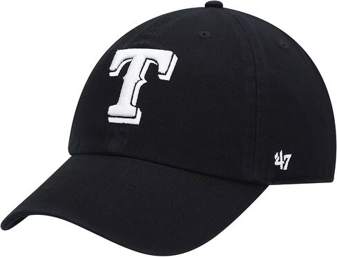 47 Texas Rangers Mens Womens Clean Up Adjustable Strapback Black Hat with White Logo in Saudi Arabia