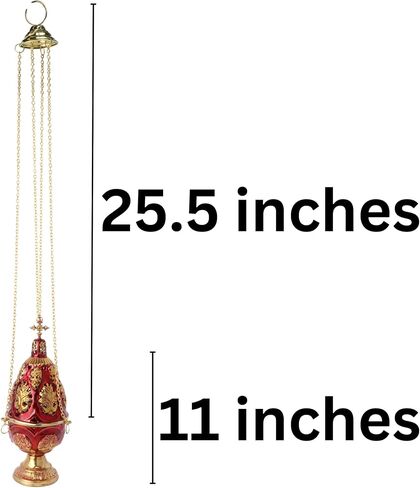 Ornate Red Brass Censer, Hanging Incense and Charcoal Burner, Catholic Church Supplies, 36.5 Inches in Saudi Arabia