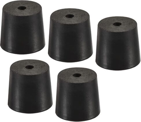 YOKIVE 5Pcs Rubber Stoppers with Hole, Tapered Plugs with High-Temperature Resistance | Protect Hole, Great for Lab Industry (Black, 24mm to 28mm) in Saudi Arabia