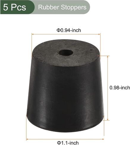 YOKIVE 5Pcs Rubber Stoppers with Hole, Tapered Plugs with High-Temperature Resistance | Protect Hole, Great for Lab Industry (Black, 24mm to 28mm) in Saudi Arabia