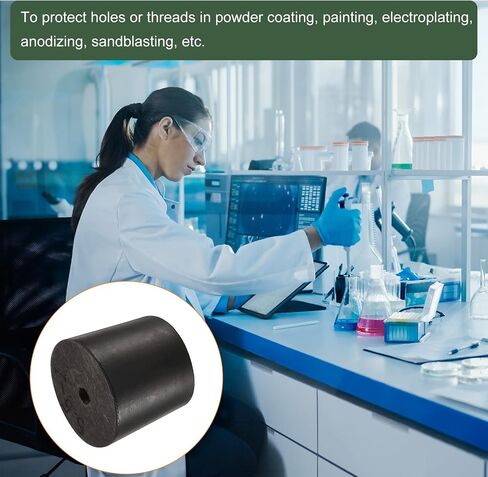 YOKIVE 5Pcs Rubber Stoppers with Hole, Tapered Plugs with High-Temperature Resistance | Protect Hole, Great for Lab Industry (Black, 24mm to 28mm) in Saudi Arabia
