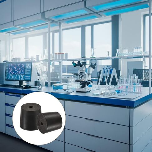 YOKIVE 5Pcs Rubber Stoppers with Hole, Tapered Plugs with High-Temperature Resistance | Protect Hole, Great for Lab Industry (Black, 24mm to 28mm) in Saudi Arabia