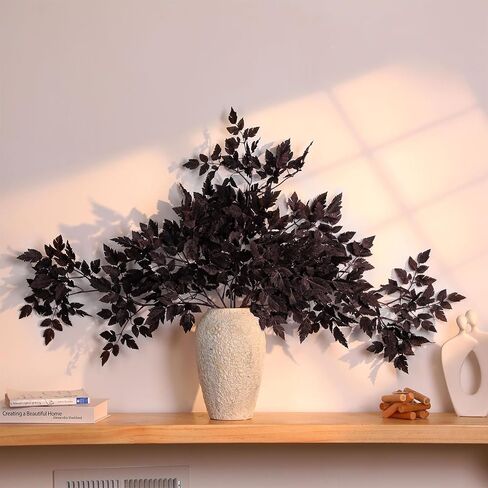 Lyrow 4 Pack Artificial Cimicifuga Plant Leaf Spray Faux Plum Cimicifuga Ramosa Leaf Branch Fall Cimicifuga Stems for Home Vase Table Wedding Farmhouse Mantel Harvest Decor (19.5 Inches,31 Inches) in Saudi Arabia
