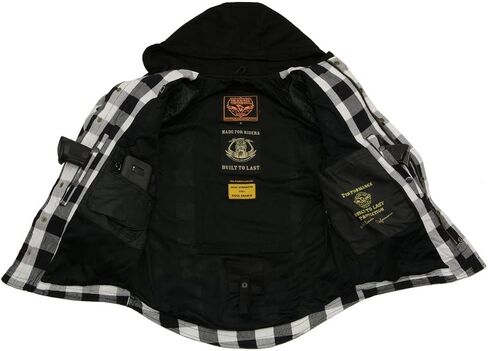 Milwaukee Leather MPM1629 Men's Plaid Hooded Flannel Biker Shirt with CE Approved Armor - Reinforced w/Aramid Fibers in Saudi Arabia