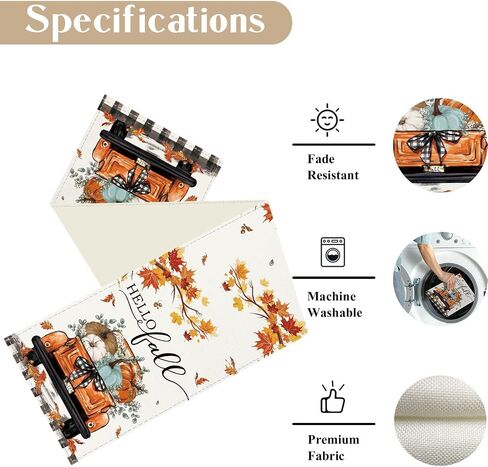Baccessor Fall Pumpkin Truck Table Runner Autumn Maple Leaves Thanksgiving Kitchen Dinning Table Decoration for Farmhouse Rustic Holiday Home Party Indoor Outdoor Decor 13x72 Inch in Saudi Arabia