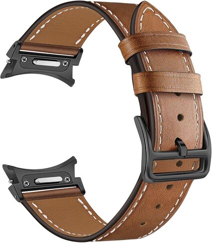 حزام TRUMiRR بنقرة واحدة لساعة Galaxy Watch 6 Classic 47mm 43mm / Watch 6 44mm 40mm، حزام ساعة جلدي موصل بزر بدون فجوة لساعة Samsung Galaxy Watch 5/5 Pro / 4/4 Classic in Kuwait