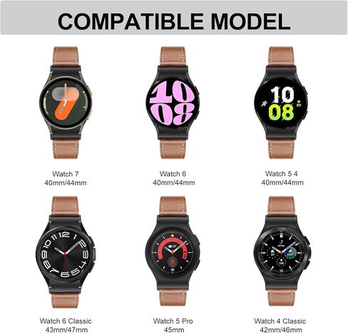 حزام TRUMiRR بنقرة واحدة لساعة Galaxy Watch 6 Classic 47mm 43mm / Watch 6 44mm 40mm، حزام ساعة جلدي موصل بزر بدون فجوة لساعة Samsung Galaxy Watch 5/5 Pro / 4/4 Classic in Kuwait