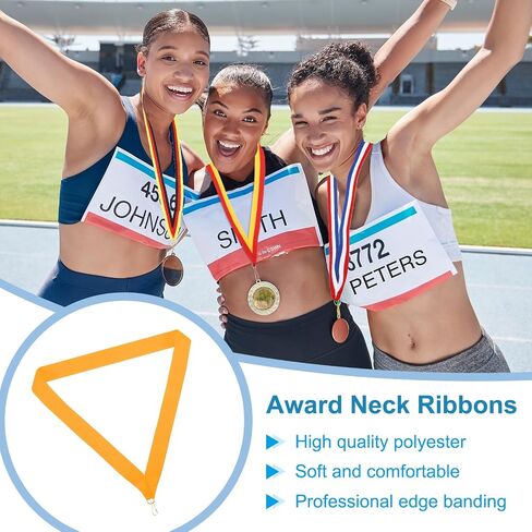 PATIKIL Award Neck Ribbons with Snap Clips, 30 Pcs Polyester Striped Medal Lanyards Ribbon for Competitions Sports Meetings Sports Party, Black Orange in Saudi Arabia