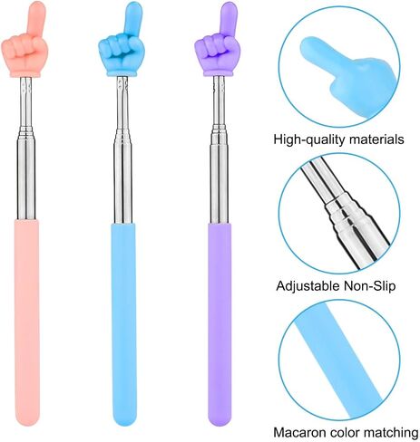 2pcs Retractable Teachers Pointer Sticks, Telescopic Finger Teachers Pointer for Classroom Presentation Whiteboard Extendable Hand Pointing Stick for Teachers Speakers (Blue, Purple) in Saudi Arabia