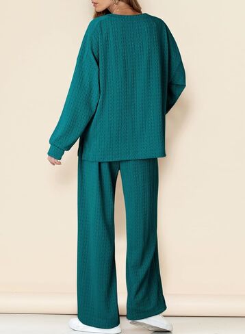 Dokotoo Women's 2 Piece Outfits Sweatshirt Lounge Sets Textured Long Sleeve Tops and Drawstring Pants Sweatsuit in Saudi Arabia