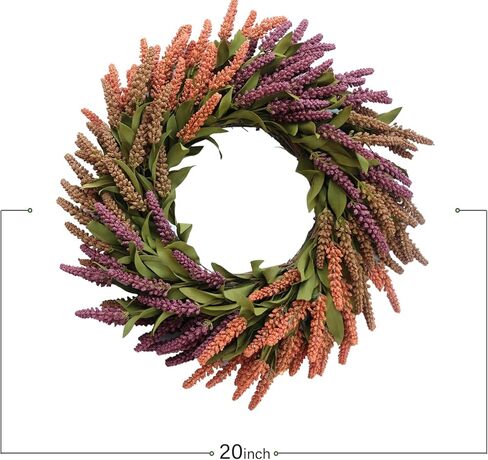 bibelot 20 "إكليل الخريف، أكاليل الخريف القمح للباب الأمامي، إكليل حصاد الحبوب الخريف لعيد الشكر، مزرعة أو غرفة في الداخل، في الهواء الطلق in Kuwait