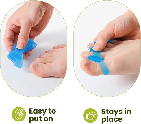 Bukihome Toe Separators, 4 Pair Soft Gel Toe Spacers to Correct Bunions, Toe Stretcher for Therapeutic Relief from Plantar Fasciitis, Claw Toes,Hammer Toes, Foot Pain for Women & Men (Blue+S) in Saudi Arabia