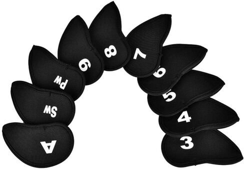 Dioche Golf Iron Club Covers, Neoprene 10Pcs Set with Numbers/Letters (Black, Sport Accessory) in Saudi Arabia