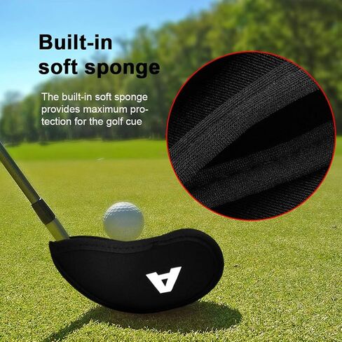 Dioche Golf Iron Club Covers, Neoprene 10Pcs Set with Numbers/Letters (Black, Sport Accessory) in Saudi Arabia