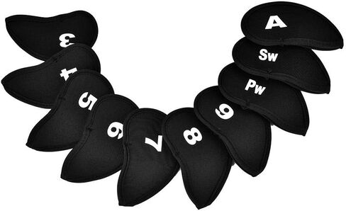 Dioche Golf Iron Club Covers, Neoprene 10Pcs Set with Numbers/Letters (Black, Sport Accessory) in Saudi Arabia