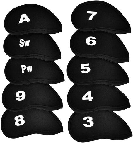 Dioche Golf Iron Club Covers, Neoprene 10Pcs Set with Numbers/Letters (Black, Sport Accessory) in Saudi Arabia