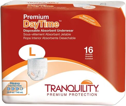 Tranquility Premium DayTime Disposable Absorbent Underwear - Super Absorbency, Breathable All-Day Comfort - 25 oz Capacity, L, 64 Count in Kuwait