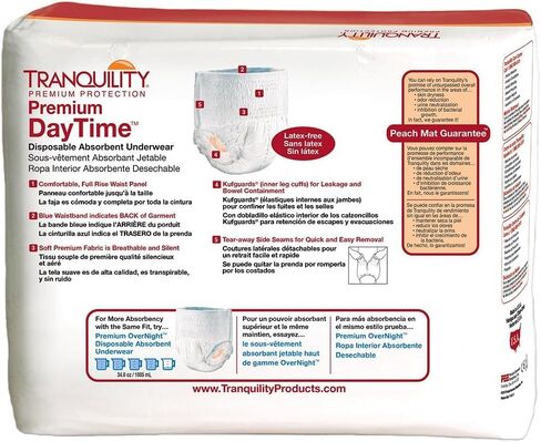 Tranquility Premium DayTime Disposable Absorbent Underwear - Super Absorbency, Breathable All-Day Comfort - 25 oz Capacity, L, 64 Count in Kuwait