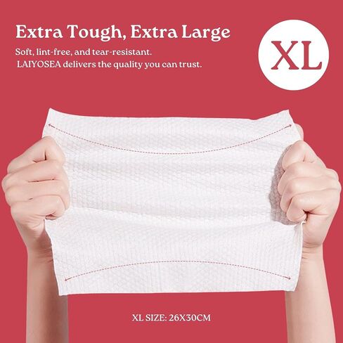 مناشف وجه للاستعمال مرة واحدة مقاس XL (50 قطعة) - مناديل وجه كبيرة جدًا، مناشف للاستخدام مرة واحدة للنساء والكبار - مناشف للوجه، مثالية لتنظيف وتجفيف البشرة، والعناية بالوجه، والسفر، والشقق، والنوادي in Saudi Arabia