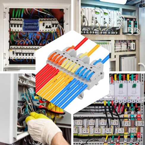 AITRIP 10PCS DIN Rail Terminal Blocks 28-12AWG Quick Wiring Cable Terminal Blocks for Circuit Inline Splices DIY Push-in Conductors Wire Connectors with Guide Rail Clamp (2 in 8 Out) in Saudi Arabia