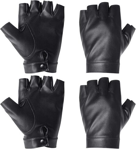 زوجان من القفازات المصنوعة من الجلد الصناعي بدون أصابع، قفازات رياضية خارجية للرجال in Kuwait