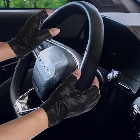 زوجان من القفازات المصنوعة من الجلد الصناعي بدون أصابع، قفازات رياضية خارجية للرجال in Kuwait