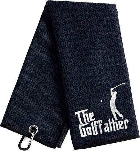The Golf Father Funny Black Golf Towel, Embroidered Golf Towels for Golf Bags with Clip, Golf Towel for Dad, Men, Golfer, Golf Lover, Grandpa Retirement Christmas Birthday Gifts in Saudi Arabia