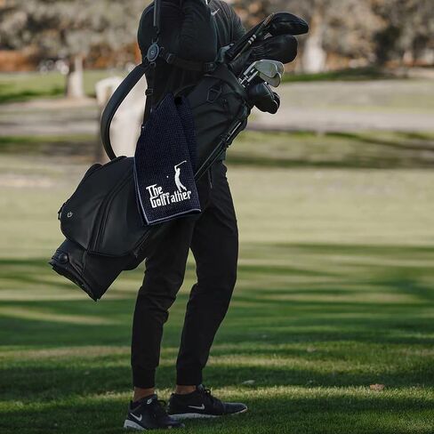 The Golf Father Funny Black Golf Towel, Embroidered Golf Towels for Golf Bags with Clip, Golf Towel for Dad, Men, Golfer, Golf Lover, Grandpa Retirement Christmas Birthday Gifts in Saudi Arabia