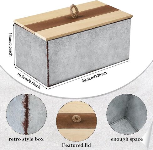 صندوق كيندلينغ مقاس 12 × 6.5 × 5.5 بوصة، صندوق تخزين معدني، صندوق معدني مع غطاء، صندوق معدني صغير مع غطاء لتزيين المنزل، صور تذكار المجوهرات in Saudi Arabia