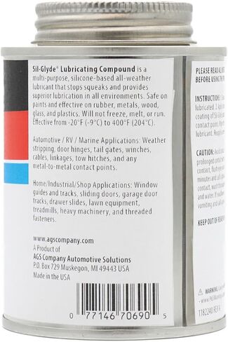 AGS Automotive Solutions SIL-Glyde Brush Top يمكن أن يكون مركب تشحيم متعدد الأغراض مناسب لجميع الأحوال الجوية لجميع الأسطح، علبة تشحيم 118 مل، مادة تشحيم سيليكون، تضمن مقاومة الاحتكاك in Saudi Arabia