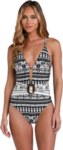 Sunshine 79 Women's Standard Plunge Mio One Piece Swimsuit, Ivory//Ivory Coast, 8 in Kuwait