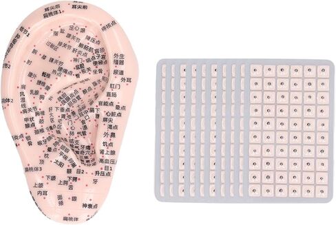 Ear Acupuncture Point Sticks Set, Silicone Ear Acupoint Model 17cm Ear Point Telescopic Probe Tweezers 600PCS Auricular Patches Ear Seed Acupressure Kit Ear Press Seeds Pressure Ears Stickers in Saudi Arabia