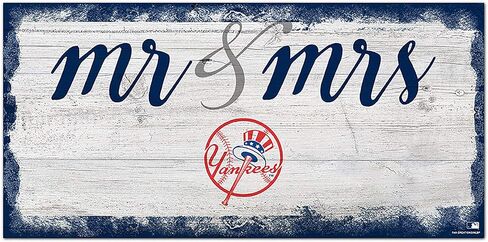 Fan Creations MLB New York Yankees Unisex New York Yankees Script Mr & Mrs Sign, Team Color, 6 x 12, (M1074-Yankees) in Saudi Arabia