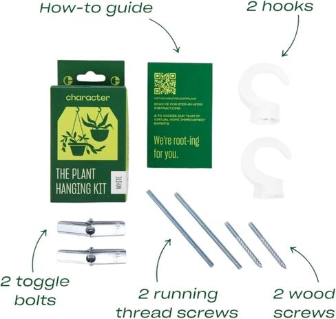Character The Plant Hanging Kit with Toggle Bolts, Hooks, Screws, and Instructions for an Easy, Heavy Duty Ceiling Installation, White in Saudi Arabia
