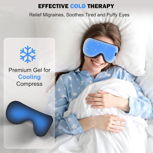 Cordless Sleep Eye Mask with Heat and Cooling for Dry Eyes Migraines, Electric Heated Eye Mask for Sleeping, Cooling Eye Mask for Travel Stye Eye Blepharitis Birthday Gift for Woman/Man (Blue) in Saudi Arabia