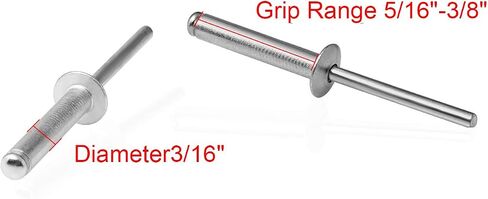 100pcs 3/16 inches x 3/8 inches Aluminum Blind Rivets, 4.8 x 10mm Pop Rivets, Pack of 100 (Silver) in Saudi Arabia