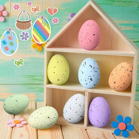 Liliful 16 Pcs 6 Inch Foam Easter Egg Decoration 8 Color Large Decor Easter Eggs Polystyrene Foam Easter Eggs for Crafts Mixed Color Speckled Eggs for Easter Party Kids Home Photo Prop in Saudi Arabia